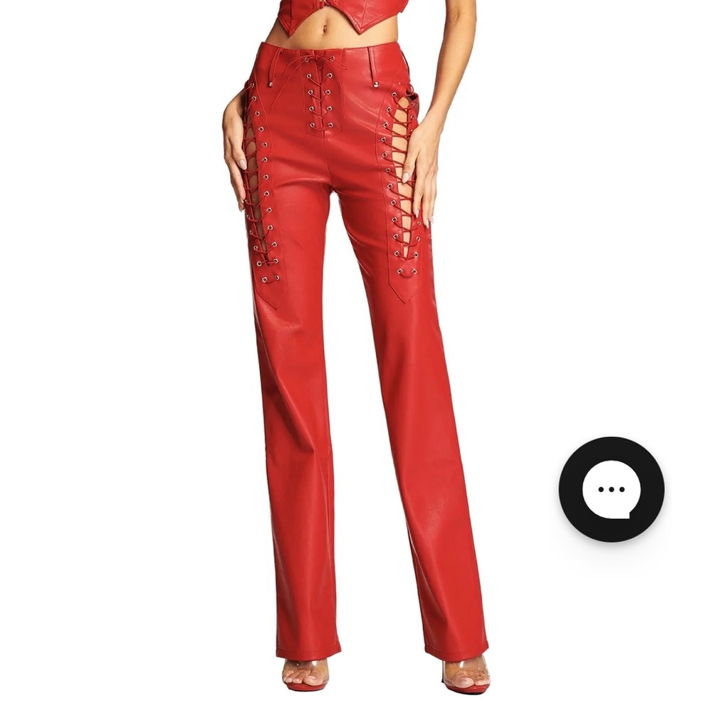Xenia lace up leather pants iamgia